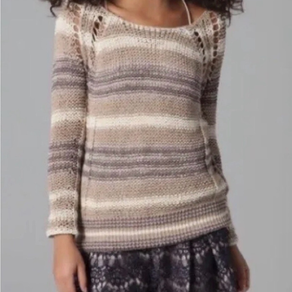 Free People Open Knit Sweater – Tan Multi | Size S | Pre-Owned